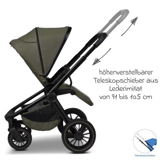 Moon Buggy & Sportwagen Sport bis 22 kg mit Liegeposition, umsetzbare Sitzeinheit und Teleskopschieber - Moss Melange