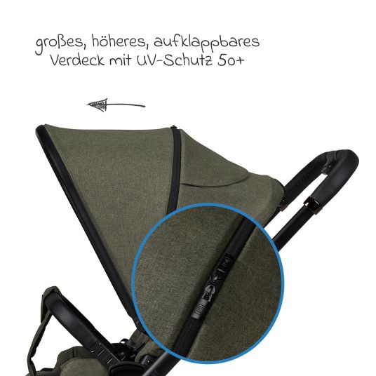 Moon Buggy & Sportwagen Sport bis 22 kg mit Liegeposition, umsetzbare Sitzeinheit und Teleskopschieber - Moss Melange