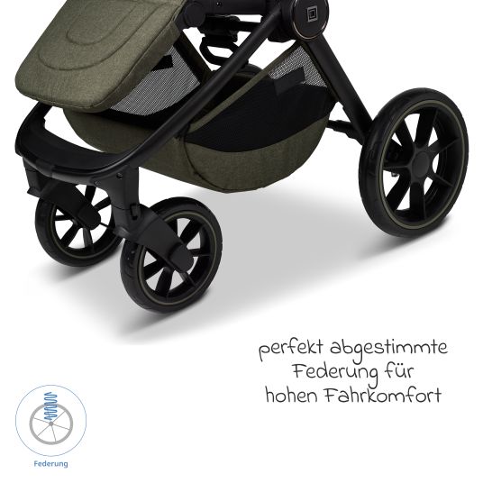 Moon Buggy & Sportwagen Sport bis 22 kg mit Liegeposition, umsetzbare Sitzeinheit und Teleskopschieber - Moss Melange