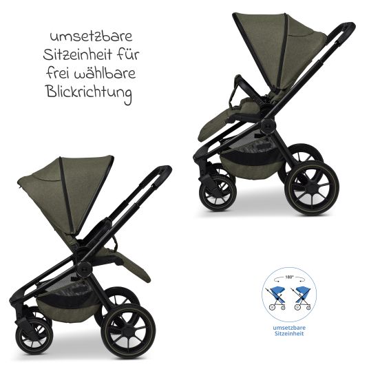 Moon Buggy & Sportwagen Sport bis 22 kg mit Liegeposition, umsetzbare Sitzeinheit und Teleskopschieber - Moss Melange