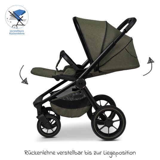 Moon Buggy & Sportwagen Sport bis 22 kg mit Liegeposition, umsetzbare Sitzeinheit und Teleskopschieber - Moss Melange