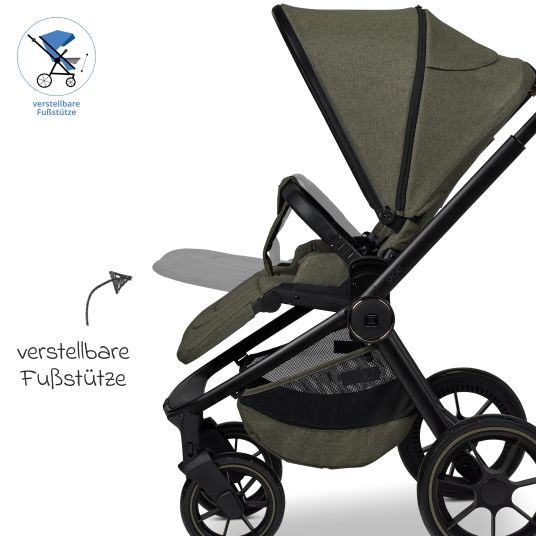 Moon Buggy & Sportwagen Sport bis 22 kg mit Liegeposition, umsetzbare Sitzeinheit und Teleskopschieber - Moss Melange