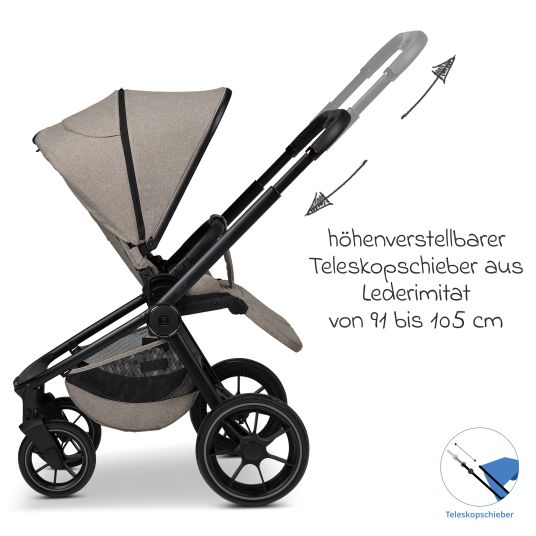 Moon Buggy & Sportwagen Sport bis 22 kg mit Liegeposition, umsetzbare Sitzeinheit und Teleskopschieber - Mud Melange