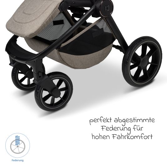 Moon Buggy & Sportwagen Sport bis 22 kg mit Liegeposition, umsetzbare Sitzeinheit und Teleskopschieber - Mud Melange