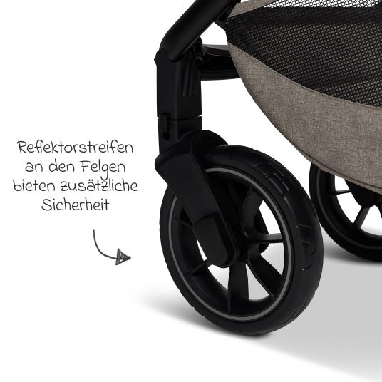 Moon Buggy & Sportwagen Sport bis 22 kg mit Liegeposition, umsetzbare Sitzeinheit und Teleskopschieber - Mud Melange