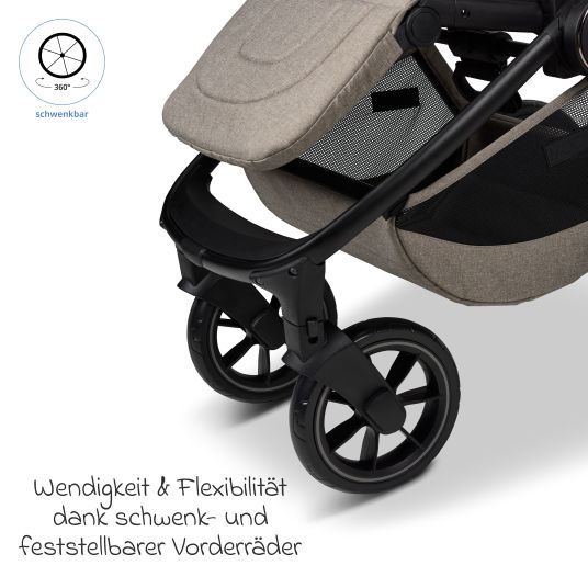 Moon Buggy & Sportwagen Sport bis 22 kg mit Liegeposition, umsetzbare Sitzeinheit und Teleskopschieber - Mud Melange