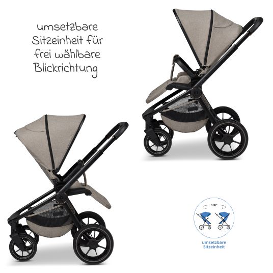 Moon Buggy & Sportwagen Sport bis 22 kg mit Liegeposition, umsetzbare Sitzeinheit und Teleskopschieber - Mud Melange