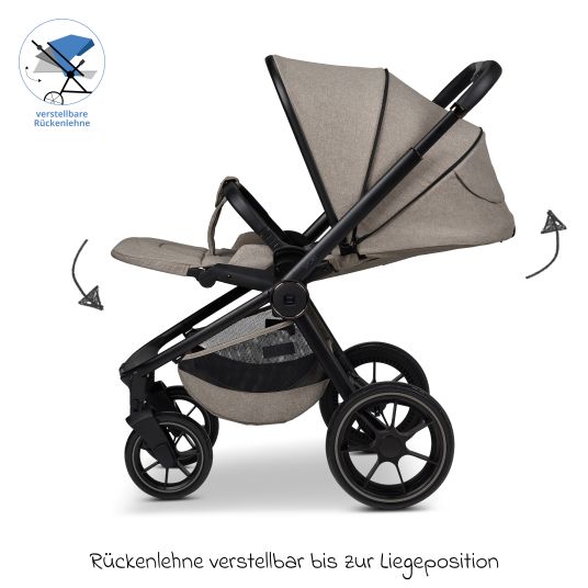 Moon Buggy & Sportwagen Sport bis 22 kg mit Liegeposition, umsetzbare Sitzeinheit und Teleskopschieber - Mud Melange