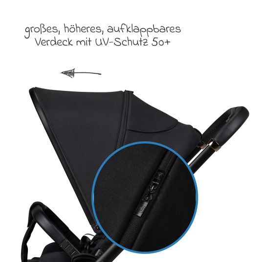 Moon Buggy & Sportwagen Sport bis 22 kg mit Liegeposition, umsetzbare Sitzeinheit und Teleskopschieber - Onyx Melange