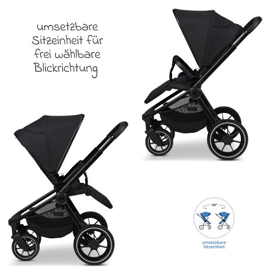 Moon Buggy & Sportwagen Sport bis 22 kg mit Liegeposition, umsetzbare Sitzeinheit und Teleskopschieber - Onyx Melange