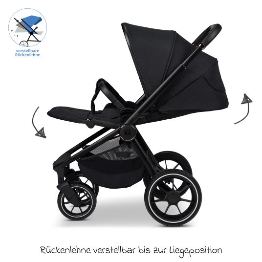 Moon Buggy & Sportwagen Sport bis 22 kg mit Liegeposition, umsetzbare Sitzeinheit und Teleskopschieber - Onyx Melange