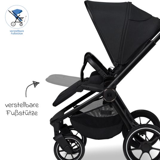 Moon Buggy & Sportwagen Sport bis 22 kg mit Liegeposition, umsetzbare Sitzeinheit und Teleskopschieber - Onyx Melange