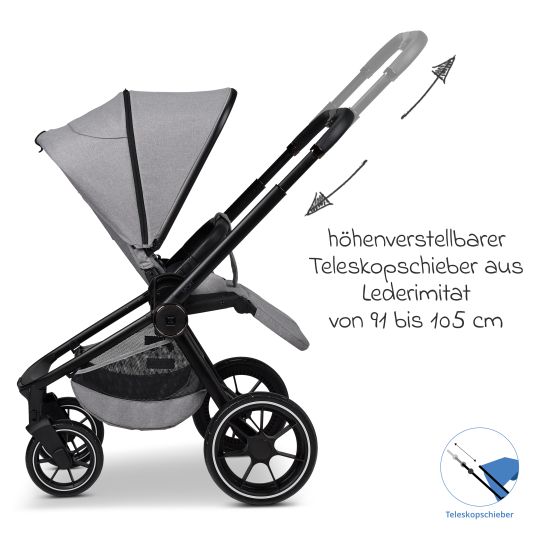 Moon Buggy & Sportwagen Sport bis 22 kg mit Liegeposition, umsetzbare Sitzeinheit und Teleskopschieber - Stone Melange