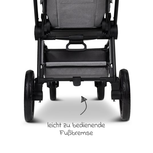 Moon Buggy & Sportwagen Sport bis 22 kg mit Liegeposition, umsetzbare Sitzeinheit und Teleskopschieber - Stone Melange