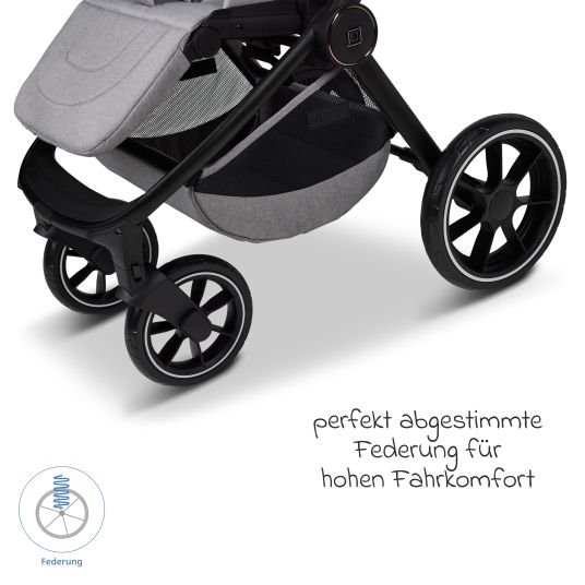 Moon Buggy & Sportwagen Sport bis 22 kg mit Liegeposition, umsetzbare Sitzeinheit und Teleskopschieber - Stone Melange