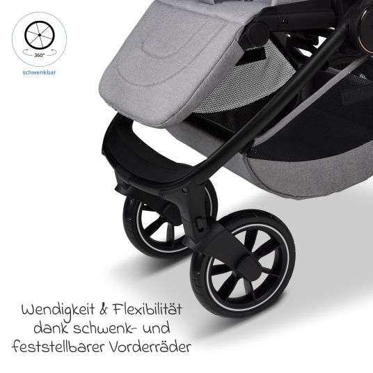 Moon Buggy & Sportwagen Sport bis 22 kg mit Liegeposition, umsetzbare Sitzeinheit und Teleskopschieber - Stone Melange