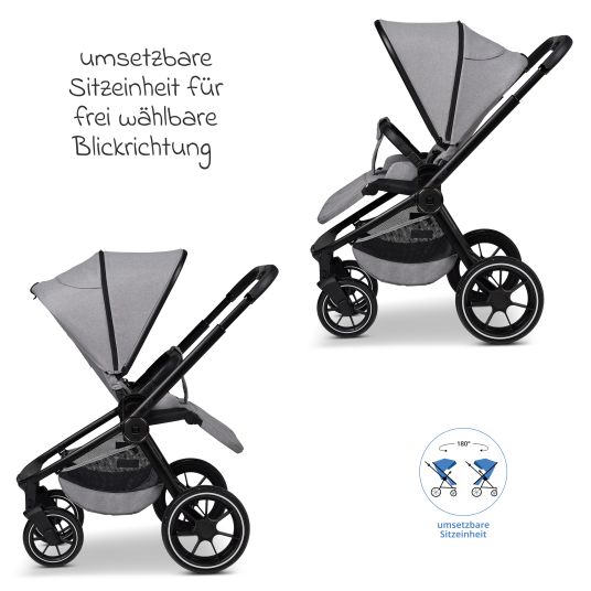 Moon Buggy & Sportwagen Sport bis 22 kg mit Liegeposition, umsetzbare Sitzeinheit und Teleskopschieber - Stone Melange