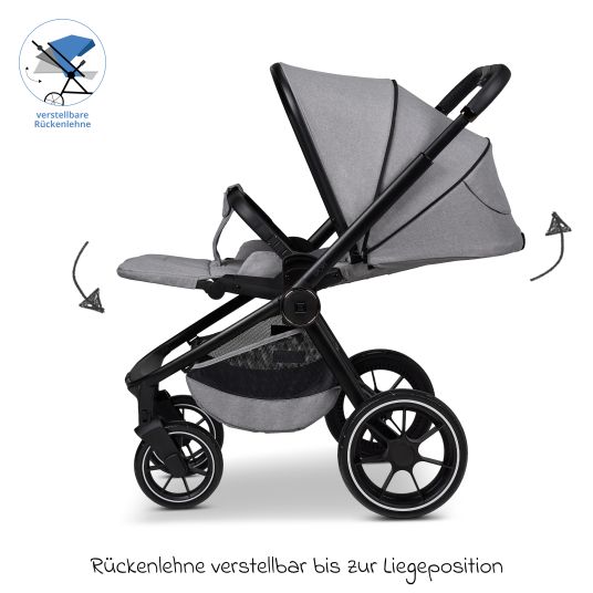 Moon Buggy & Sportwagen Sport bis 22 kg mit Liegeposition, umsetzbare Sitzeinheit und Teleskopschieber - Stone Melange