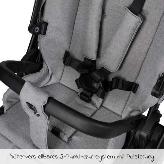 Moon Buggy & Sportwagen Sport bis 22 kg mit Liegeposition, umsetzbare Sitzeinheit und Teleskopschieber - Stone Melange