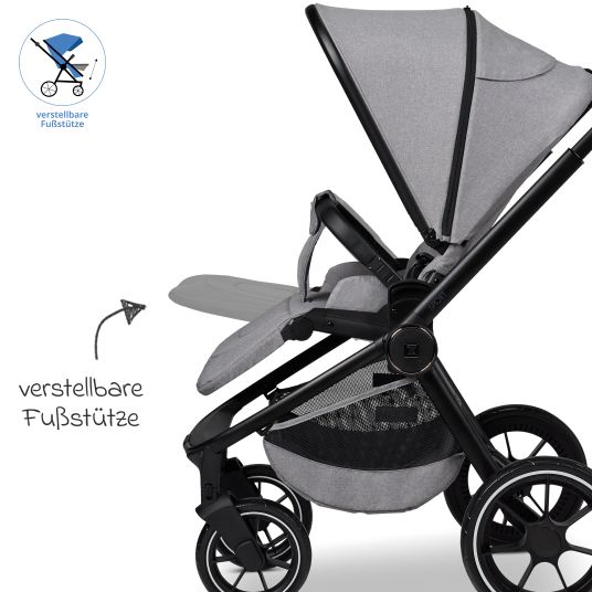 Moon Buggy & Sportwagen Sport bis 22 kg mit Liegeposition, umsetzbare Sitzeinheit und Teleskopschieber - Stone Melange