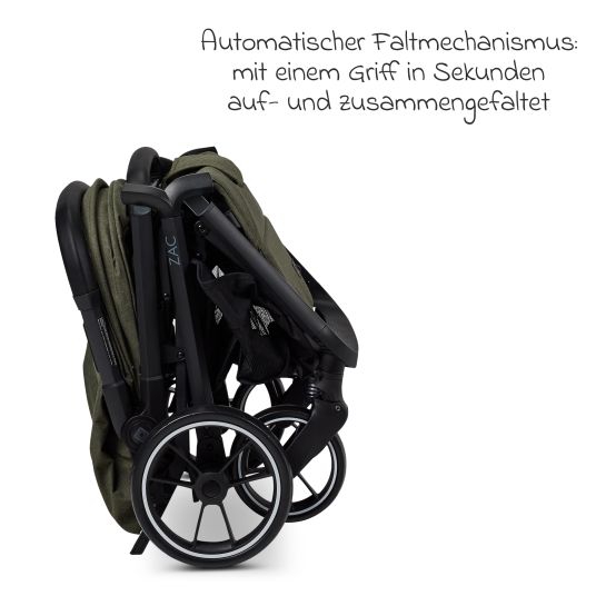 Moon Buggy & Sportwagen Zac bis 22 kg mit Liegeposition, Einhand-Faltmechanismus inkl. Regenschutz & Transporttasche - Moss Melange