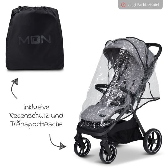 Moon Buggy & Sportwagen Zac bis 22 kg mit Liegeposition, Einhand-Faltmechanismus inkl. Regenschutz & Transporttasche - Moss Melange