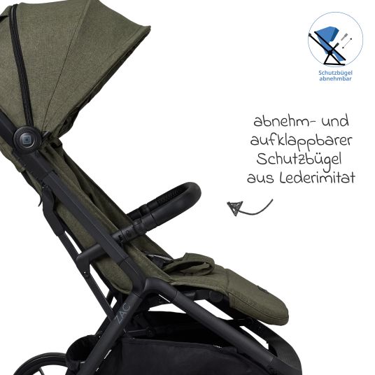 Moon Buggy & Sportwagen Zac bis 22 kg mit Liegeposition, Einhand-Faltmechanismus inkl. Regenschutz & Transporttasche - Moss Melange