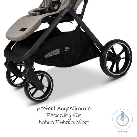 Moon Buggy & Sportwagen Zac bis 22 kg mit Liegeposition, Einhand-Faltmechanismus inkl. Regenschutz & Transporttasche - Mud Melange