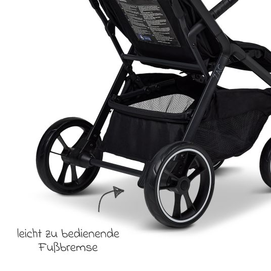 Moon Buggy & Sportwagen Zac bis 22 kg mit Liegeposition, Einhand-Faltmechanismus inkl. Regenschutz & Transporttasche - Onyx Melange