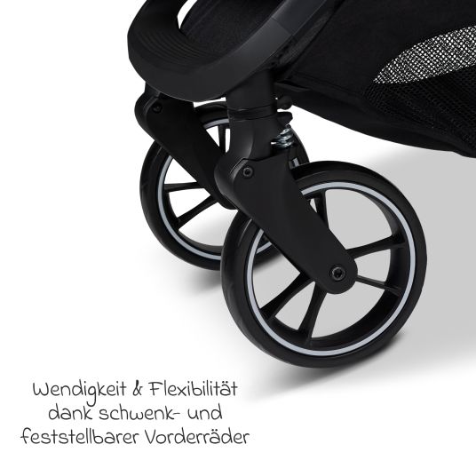 Moon Buggy & Sportwagen Zac bis 22 kg mit Liegeposition, Einhand-Faltmechanismus inkl. Regenschutz & Transporttasche - Onyx Melange