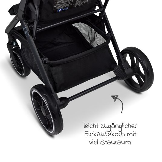 Moon Buggy & Sportwagen Zac bis 22 kg mit Liegeposition, Einhand-Faltmechanismus inkl. Regenschutz & Transporttasche - Onyx Melange