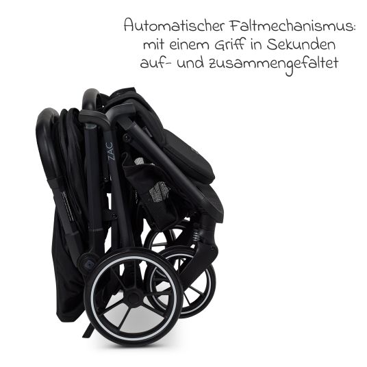 Moon Buggy & Sportwagen Zac bis 22 kg mit Liegeposition, Einhand-Faltmechanismus inkl. Regenschutz & Transporttasche - Onyx Melange