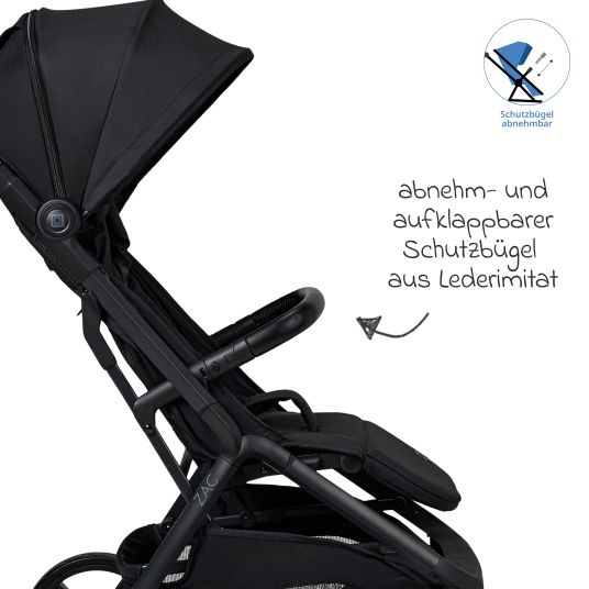 Moon Buggy & Sportwagen Zac bis 22 kg mit Liegeposition, Einhand-Faltmechanismus inkl. Regenschutz & Transporttasche - Onyx Melange