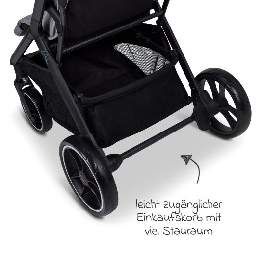 Moon Buggy & Sportwagen Zac bis 22 kg mit Liegeposition, Einhand-Faltmechanismus inkl. Regenschutz & Transporttasche - Stone Melange