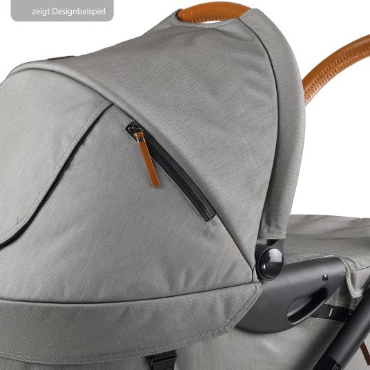 Mutsy Combi Stroller Evo Silver Handle Cognac incl. Baby Carrycot, Sport Seat & XXL Accessory Pack - Deep Navy
