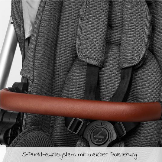 Mutsy Combi Stroller Icon Silver Handle Red incl. Baby Carrycot, Sport Seat & XXL Accessory Pack - Vision Smokey Grey