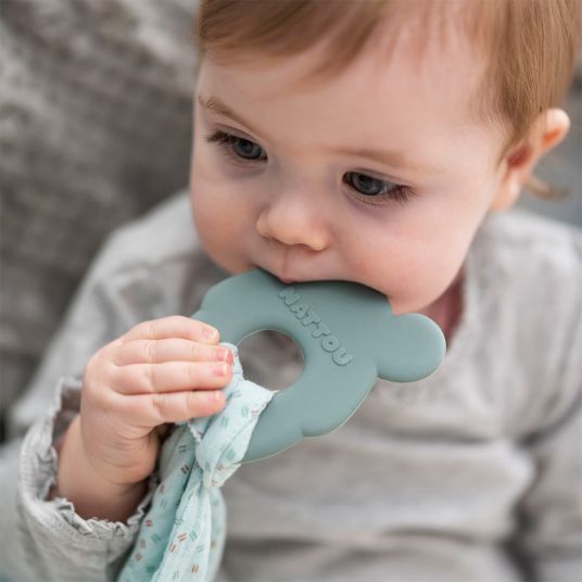 Nattou 2 pcs set cuddle cloth with silicone teething ring - Mint