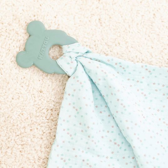 Nattou 2 pcs set cuddle cloth with silicone teething ring - Mint