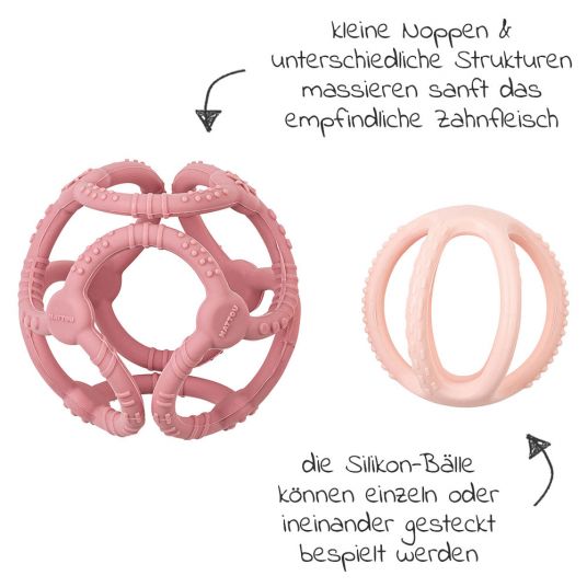 Nattou Set di 2 palline in silicone - Rosa