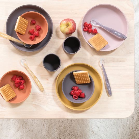 Nattou Silicone 4-piece tableware set - Ochre Terracotta