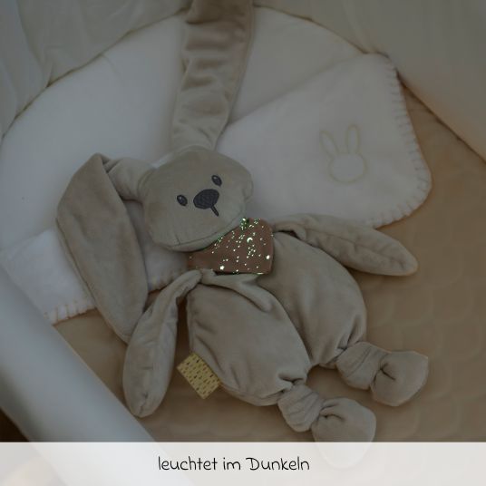 Nattou Cuddly toy Glow in the dark scarf 36 cm - Lapidou rabbit - Sand