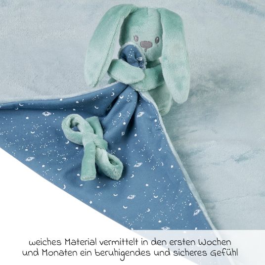 Nattou XXL cuddle cloth & mini cuddly toy Glow in the dark - Lapidou rabbit - Coppergreen