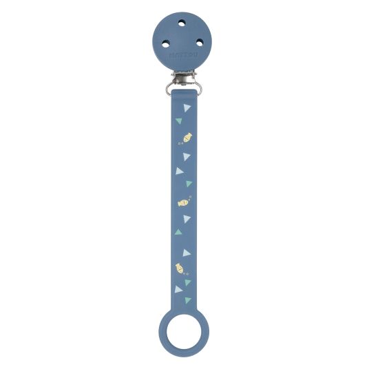 Nattou Silicone pacifier strap - Fish - Dark Blue