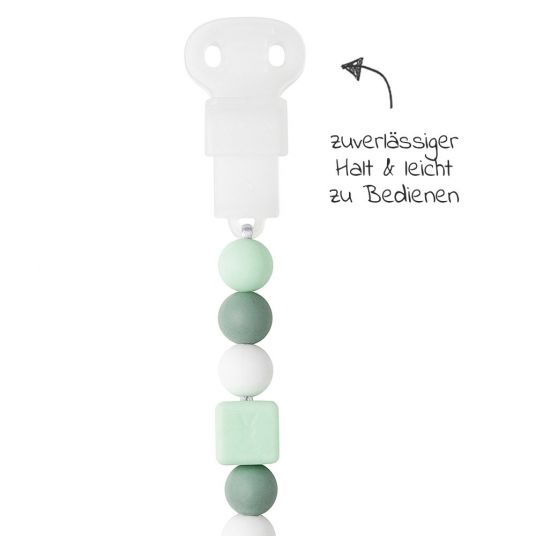 Nattou Pacifier chain with silicone beads - Coppergreen