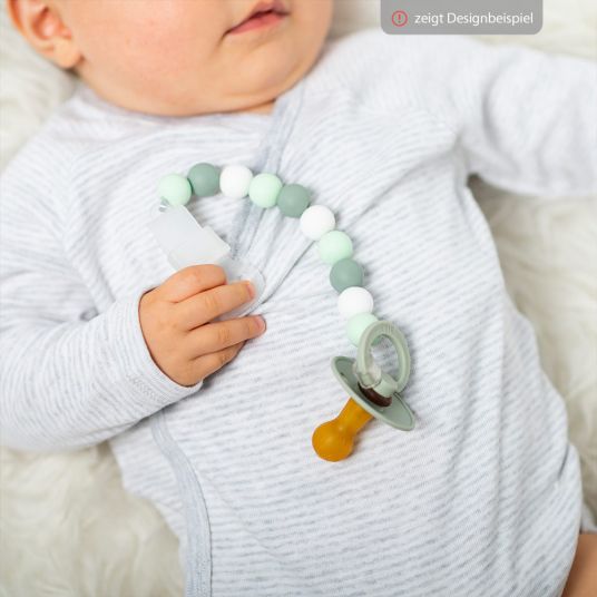 Nattou Pacifier chain with silicone beads - Coppergreen