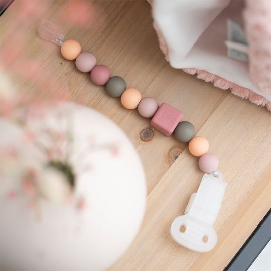 Nattou Pacifier chain with silicone beads - Peach