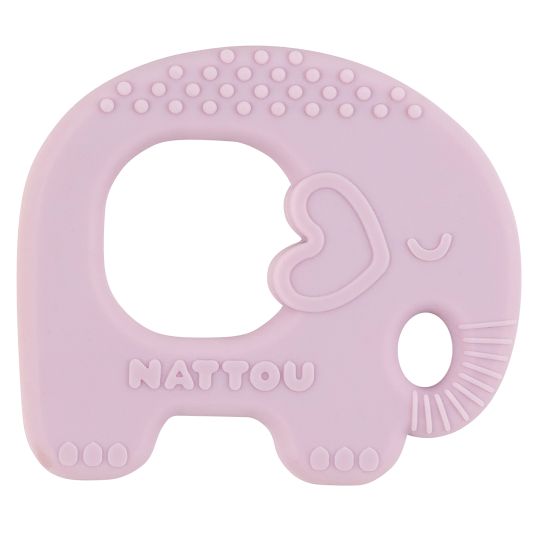 Nattou Silicone teething ring - Elephant - Lilac