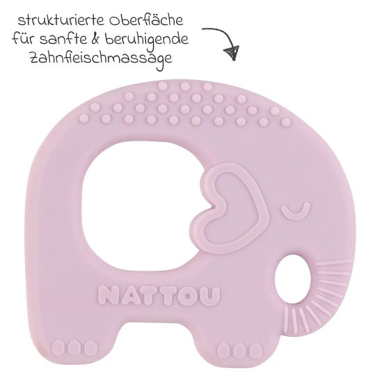 Nattou Silicone teething ring - Elephant - Lilac