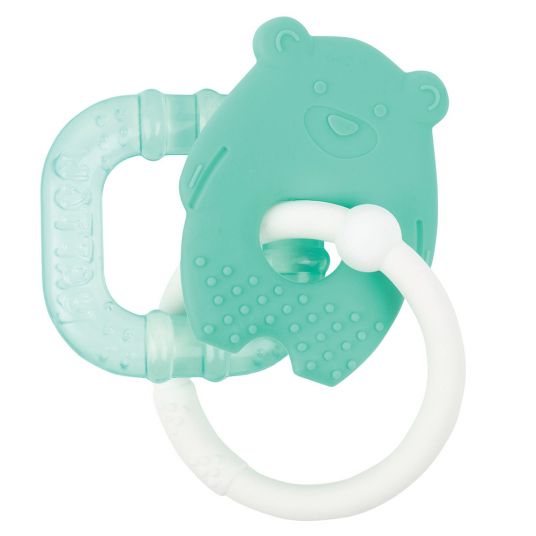 Nattou Silicone teething ring coolable - Bear - Green