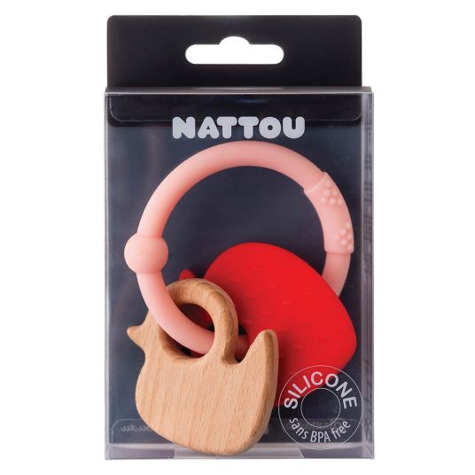 Nattou Silicone teething ring - Strawberry